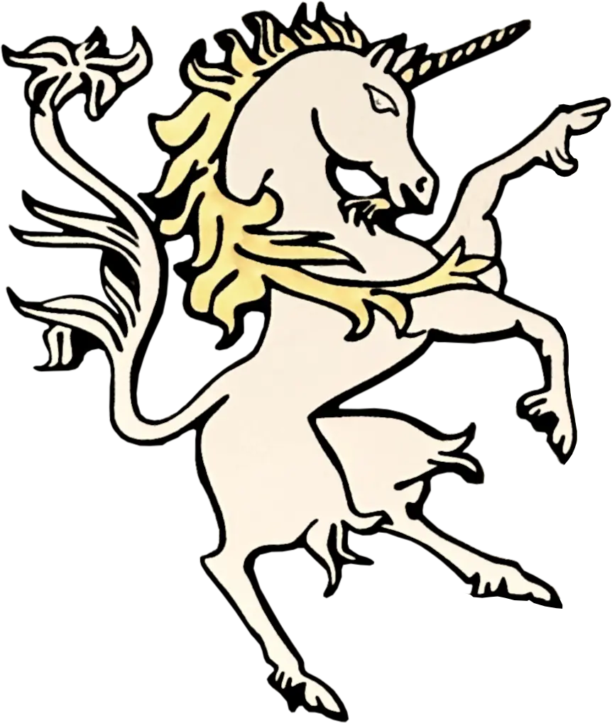 Stately unicorn from Dr. Feely's coat of arms